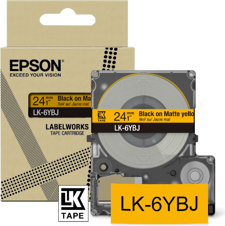 EPSON Etiquetas Matte Yellow Black 24mm LK6YBJ