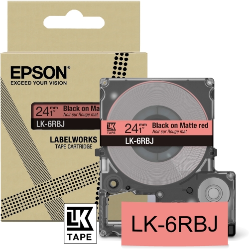 Cartucho de etiqueta fosco genuíno Epson C53S672073 LK-6RBJ (vermelho/preto) (24 mm x 8 m) para impressoras Epson LW-C610