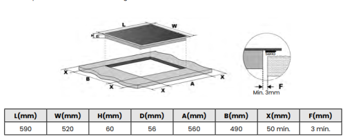 Placa Inducao Encastre INFINITON 3NTA 60Cm