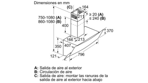 CHAMINÉ DE PAREDE BALAY DECOR. 3BC585GN CR.PRETO.80C