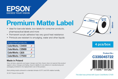 EPSON PAPEL MATTE LABEL 102mm x 51mm