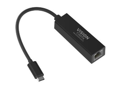 Adaptador de rede USB-C para RJ45 Gigabit Ethernet, VISION, Cor: preto