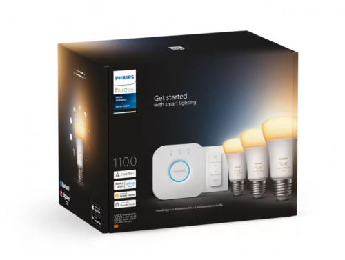 Philips Kit inicial: 3 lâmpadas inteligentes E27 (1100) + interruptor de regulação da intensidade da luz