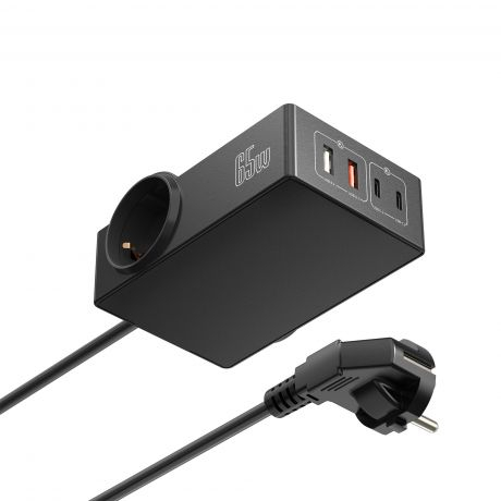 Estação de Carregamento EWENT EW3992 USB GaN de 65W com 2 tomadas adicionais