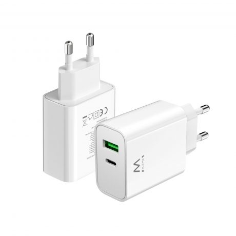 Carregador Rápido USB-C e QC3.0 30W EWENT EW1325  