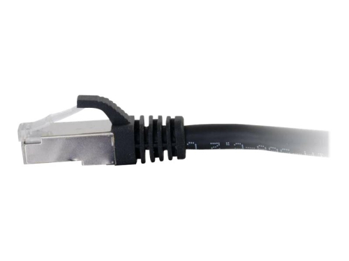 Cabos de Rede C2G Cat6a Booted Shielded Network RJ-45 (M) para RJ-45 (M) 0.5 m PTB CAT 6a moldado, sem nós, entrançado - preto