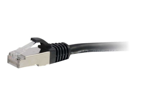 Cabo de Rede C2G Cat6a Booted Shielded (STP) RJ-45 (M) para RJ-45 (M) 30 cm PTB CAT 6a moldado, sem nós, entrançado preto
