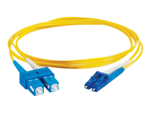 C2G LC-SC 9/125 OS1 Duplex Singlemode PVC Fiber Optic Cable (LSZH) - Cabo patch - modo único SC (M) para monomodo LC (M) - 2 m - fibra óptica - duplex - 9 / 125 microns - OS1 - sem halogéneo - amarelo
