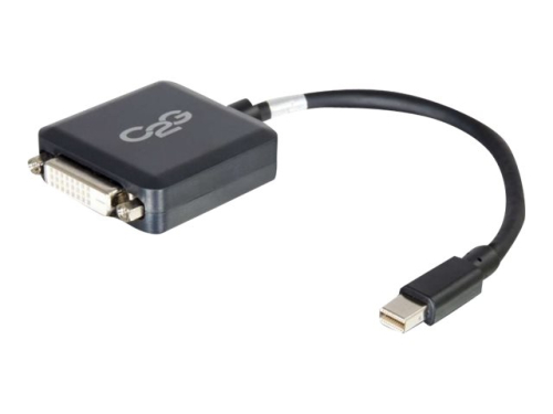C2G 20cm Mini DisplayPort to DVI Adapter - Thunderbolt to Single Link DVI-D Converter M/F - Black - Cabo DisplayPort - Mini DisplayPort (M) para DVI-D (F) - 20 cm - preto