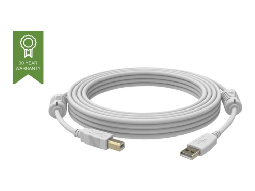 VISION Professional installation-grade USB 2.0 cable - LIFETIME WARRANTY - gold plated connectors - ferrite cores USB-A end - bandwidth 480mbit/s - over 65% coverage braided shield - USB-A (M) to USB-B (M) - outer diameter 4.5 mm - 28+24 AWG - 2 m -