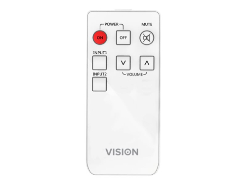 VISION Techconnect Faceplate Audio Amplifier - LIFETIME WARRANTY - 2 x 25w (RMS @ 8 Ohms) - Two inputs (input 1 duplicated on front) - Remote control - comes on at preset level or resume previous volume - UK surround and backbox included - can drive