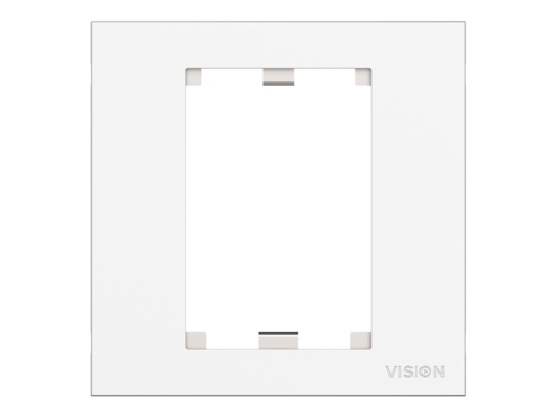 VISION Techconnect Modular AV Faceplate - LIFETIME WARRANTY - Single-Gang UK surround - frame which accommodates two modules - fits to TC3 BACKBOX1G or TC3 MUDRING1G, or any standard single-gang UK backbox (pattress) - 86 x 86 mm / 3.4 x 3.4" - plast