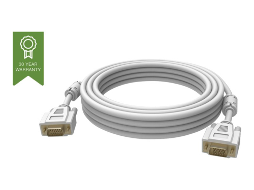VISION Professional installation-grade VGA patch cable - LIFETIME WARRANTY - gold plated connectors - ferrite cores both ends - VGA (M) to VGA (M) - outer diameter 8.0 mm - 28 AWG - 10 m - white