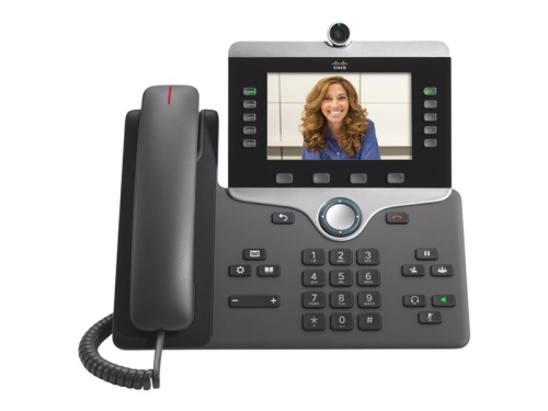 Telefone com câmara digital, interface Bluetooth Cisco IP Phone 8865 - Videofone IP IEEE 802.11a/b/g/n/ac (Wi-Fi) - SIP, SDP - 5 linhas - carvão vegetal CP-8865-K9=