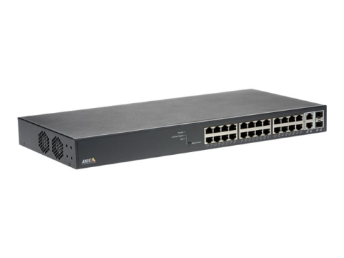 Axis T8524 PoE+ Network Switch - Interruptor - Administrado - 24 x 10/100/1000 (PoE+) + 2 x combo Gigabit SFP (ligação ascendente) - desktop, montável em trilho - PoE+ (370 W) - para AXIS D3110, M3067-P, M3068-P, P1455-LE, P1455-LE-3, Camera Station