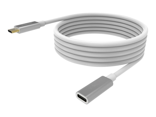 VISION Professional installation-grade USB-C extension cable - LIFETIME WARRANTY - bandwidth up to 10 gbit/s - supports 3A charging current - USB-C 3.1 (M) to USB-C 3.1 (F) - outer diameter 4.5 mm - 22+30 AWG - 2 m - white