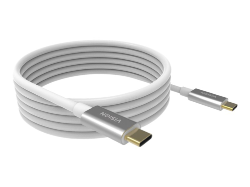 VISION Professional installation-grade USB-C cable - LIFETIME WARRANTY - bandwidth up to 10 gbit/s - supports 3A charging current - USB-C 3.1 (M) to USB-C 3.1 (M) - outer diameter 4.5 mm - 22+30 AWG - 4 m - white