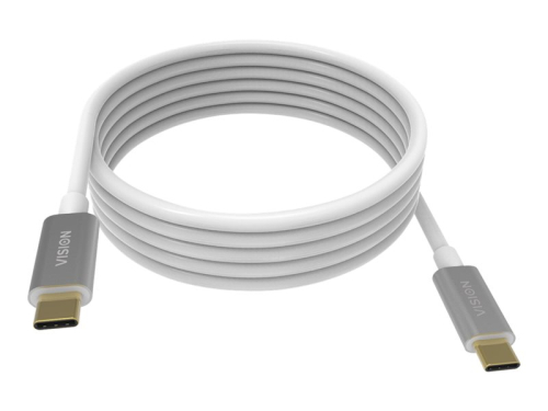VISION Professional installation-grade USB-C cable - LIFETIME WARRANTY - bandwidth up to 10 gbit/s - supports 3A charging current - USB-C 3.1 (M) to USB-C 3.1 (M) - outer diameter 4.5 mm - 22+30 AWG - 4 m - white