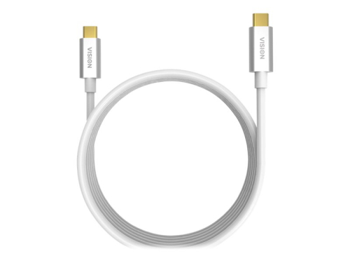 VISION Professional installation-grade USB-C cable - LIFETIME WARRANTY - bandwidth up to 10 gbit/s - supports 3A charging current - USB-C 3.1 (M) to USB-C 3.1 (M) - outer diameter 4.5 mm - 22+30 AWG - 4 m - white