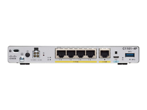 Switch Roteador Cisco de 4 portas (integrado) Router 1101 GigE montável em trilho , C1101-4P