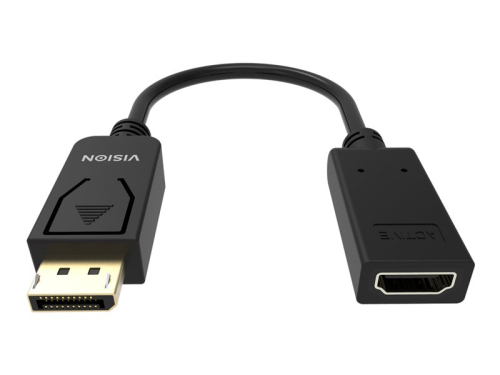 Adaptador Vídeo DisplayPort HDMI VISION Professional 4K 60Hz Versão 1.3 HDMI 2.0  DP (M) HDMI (F) 30 AWG Preto