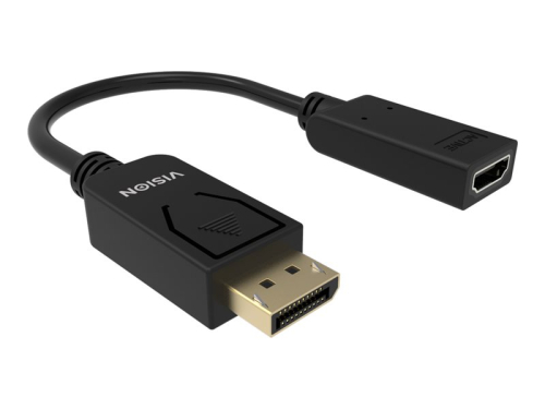 Adaptador Vídeo DisplayPort HDMI VISION Professional 4K 60Hz Versão 1.3 HDMI 2.0  DP (M) HDMI (F) 30 AWG Preto