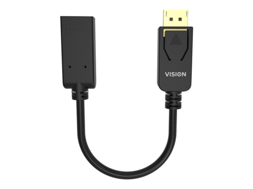Adaptador Vídeo DisplayPort HDMI VISION Professional 4K 60Hz Versão 1.3 HDMI 2.0  DP (M) HDMI (F) 30 AWG Preto