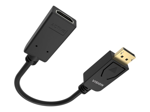 Adaptador Vídeo DisplayPort HDMI VISION Professional 4K 60Hz Versão 1.3 HDMI 2.0  DP (M) HDMI (F) 30 AWG Preto