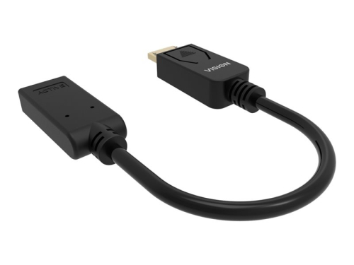 Adaptador Vídeo DisplayPort HDMI VISION Professional 4K 60Hz Versão 1.3 HDMI 2.0  DP (M) HDMI (F) 30 AWG Preto