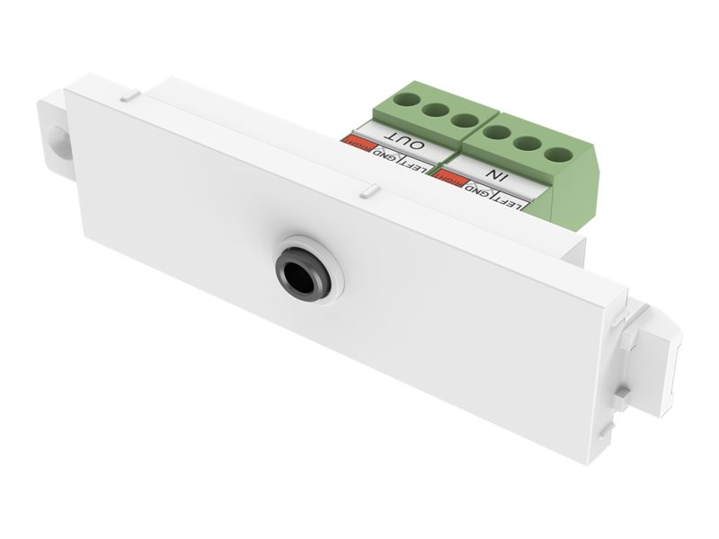 kit de placa de instalação modular com snap-ins e cabos VISION TC3 Techconnect Modular AV Faceplate 3.5 mm minijack module for use with stereo audio cable TRS Branco