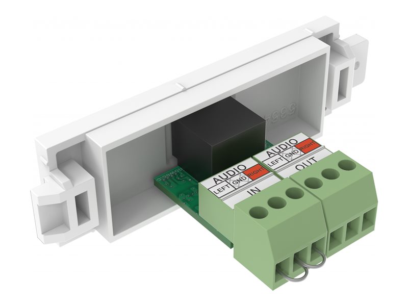 kit de placa de instalação modular com snap-ins e cabos VISION TC3 Techconnect Modular AV Faceplate 3.5 mm minijack module for use with stereo audio cable TRS Branco