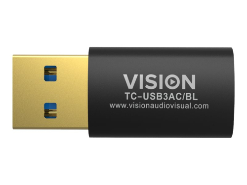 Adaptador USB Tipo-C VISION TC-USB3AC/BL Professional USB-C to USB-A USB-A 3.0 USB-C (F) to USB Type A (M)  USB 3.1 Gen 2 - Preto