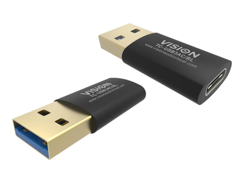 Adaptador USB Tipo-C VISION TC-USB3AC/BL Professional USB-C to USB-A USB-A 3.0 USB-C (F) to USB Type A (M)  USB 3.1 Gen 2 - Preto