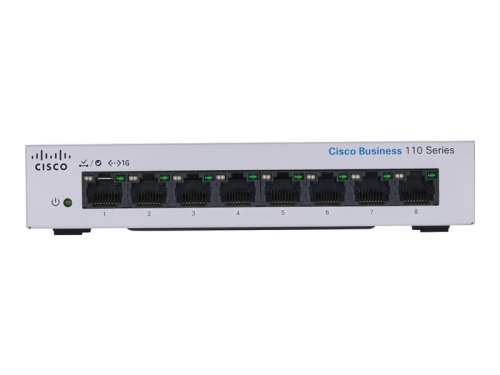 Switch 8 Portas Cisco Business 110 Series 110-8PP-D, Interruptor, sem gestão, 4 x 10/100/1000 (PoE) + 4 x 10/100/1000, desktop, montável em trilho, montável na parede, PoE (32 W) , alimentação DC, CBS110-8PP-D-EU