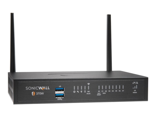 Dispositivo de Segurança Firewalls, GigE, Wi-Fi 5,  2.4 GHz, 5 GHz SonicWall TZ370W, secretária, 02-SSC-8058