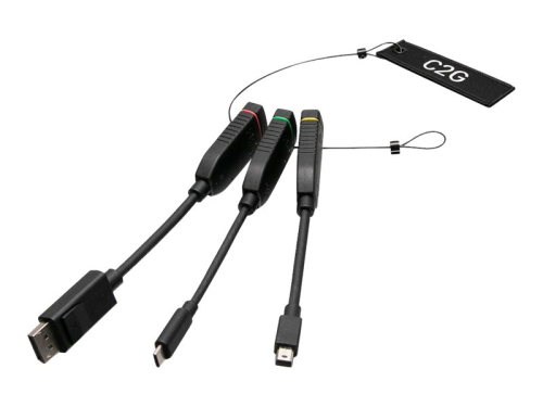 Kit adaptadores de vídeo preto suporte de 4K C2G HDMI Dongle Adapter Ring with Color Coded Mini DisplayPort, DisplayPort, USB-C C2G30028