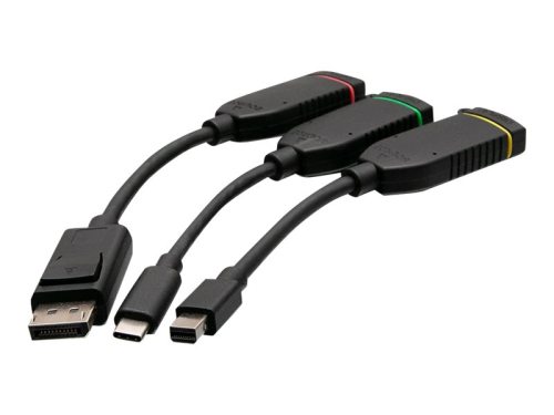 Kit adaptadores de vídeo preto suporte de 4K C2G HDMI Dongle Adapter Ring with Color Coded Mini DisplayPort, DisplayPort, USB-C C2G30028