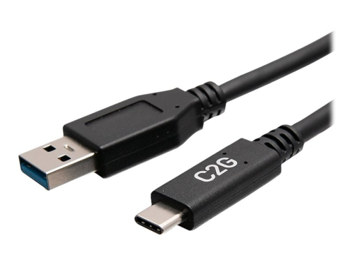 Cabo C2G USB Tipo A (M) para 24 pin USB-C (M) USB 3.2 Gen 1 30 V 3 A 46 cm moldado preto USB 5Gbps C2G28876
