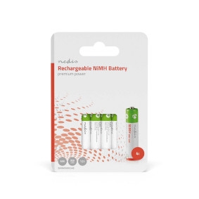 Bateria NiMH recarregável AAA Nedis BANM9HR034B 1,2 V DC, 950 mAh, Pré-carregado, Pacote com 4