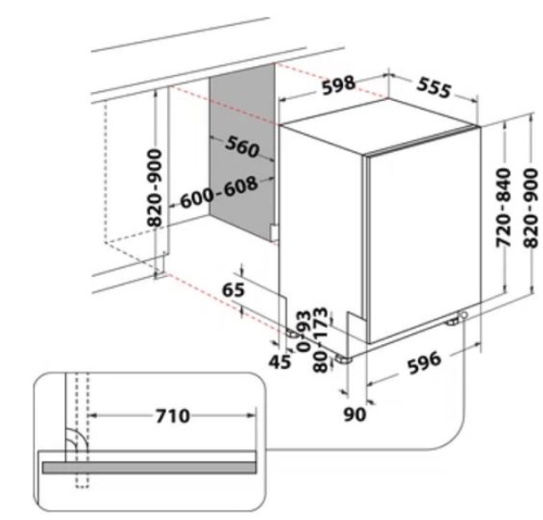 Máquina lavar loiça encastre Whirlpool W8I HP42 LSC 14 Conjuntos 60Cm Classe C