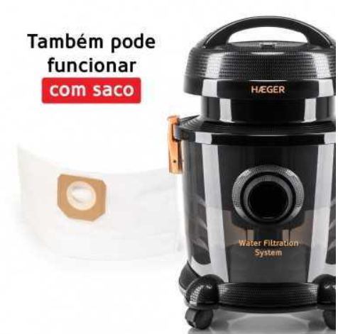 ASPIRADOR HAEGER 1200W COM FILTROS FA 9L AQUACLEANPRO