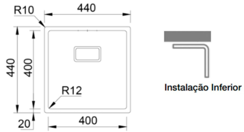 CUBA APLICAÇAO INFERIOR ESCOVADA RODI BOX LUX 40 C/ VÁLVULA FIRST G07N1AC10643A0