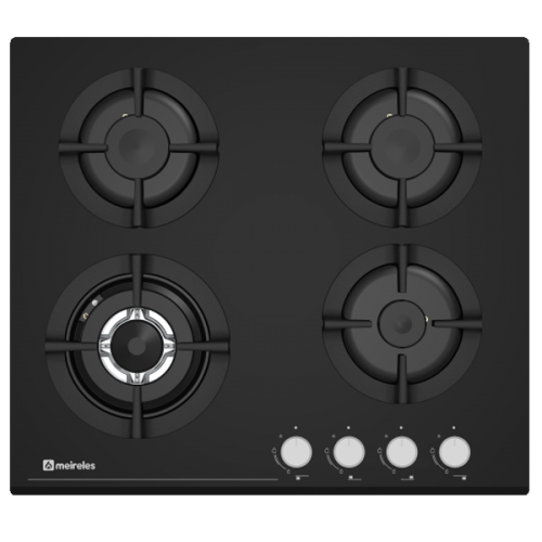 PLACA ENCASTRE MESA MEIRELES MVG4652N CRISTAL GAS 4 ZONAS WOK 60Cm
