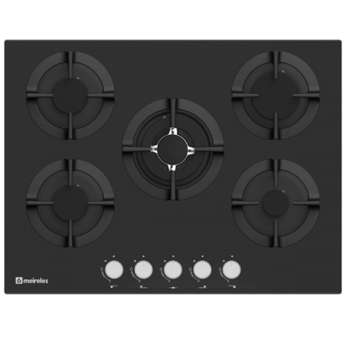 PLACA ENCASTRE MESA MEIRELES MVG4752N CRISTAL GAS 5 ZONAS WOK 70Cm