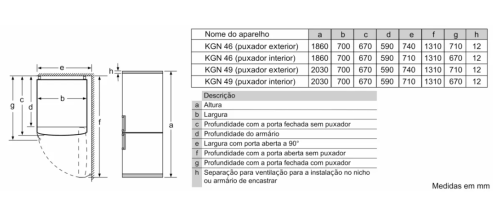 Frigorífico Combinado Siemens de instalação livre 203 x 70 cm Inox easyclean KG49NXIDF 440L Classe D
