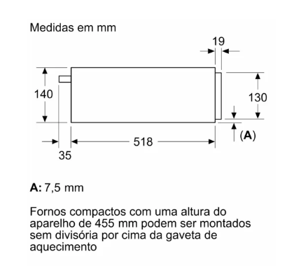 GAVETA DE AQUECIMENTO BOSCH Serie 8 60 x 14 cm Preto BIC7101B1