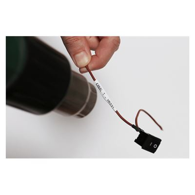 Fita BROTHER Tubo Termo Retrátil c/ texto Preto e fundo Branco 31mm x 1,5m - HSE261E