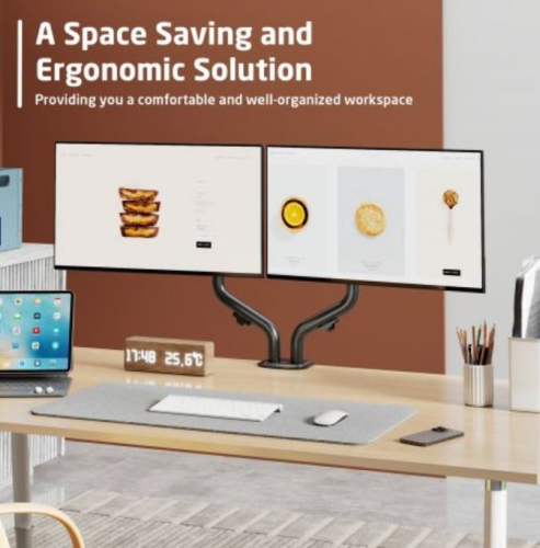 Suporte de mesa EWENT EW1534 para Monitor duplo, Monitores 17"- 32", Mola mecânica