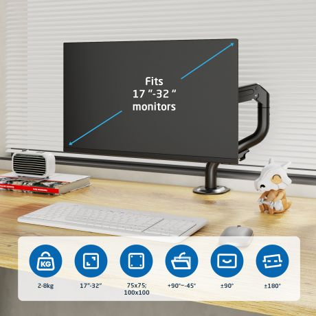 Suporte de mesa para monitor para monitores de 17" a 32"  Mola Mecânica EW1533