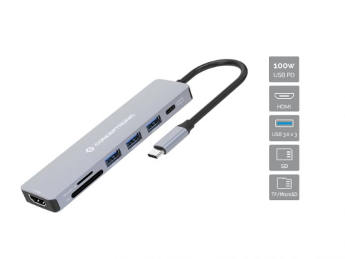 DOCK CONCEPTRONIC USB-C HDMI 3xUSB3 CARD READER PD 100W DONN19G